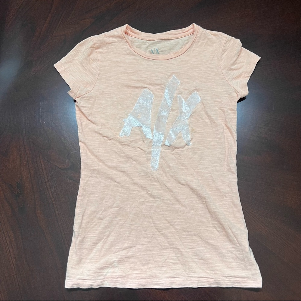 VINTAGE Armani Exchange** Women's Light Peach Short Sleeve Tee